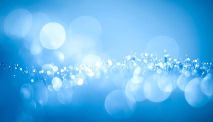 Abstract Blue Bokeh Background with Sparkling Lights.
