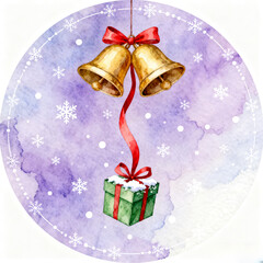 christmas bells with red ribbon