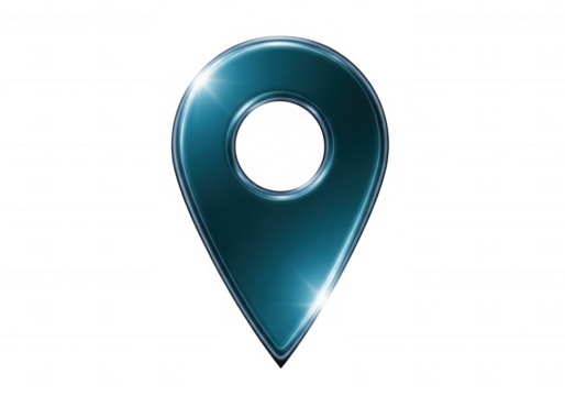 Teal location marker glowing isolated on a transparent background