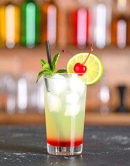 Iced drink with cherry & lime