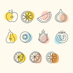 Fruit line drawing Vector Illustration II