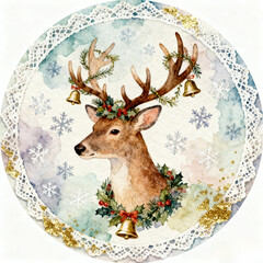 reindeer with christmas tree