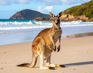 Kangaroo on beach