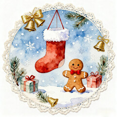 christmas card with gingerbread man