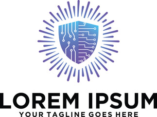 Cybersecurity Technology Shield Logo Concept