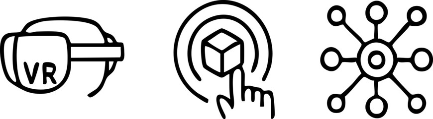 Fototapeta premium Virtual Reality Augmented Reality and Network Connection Icons.