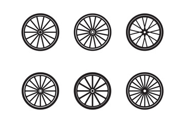Fototapeta premium Collection of Bicycle Wheel Vector Graphics with Spokes and Circular Design for Transportation and Motion
