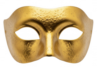 Golden masquerade mask isolated on a transparent background