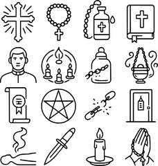 Exorcism & Spirit — 16 Premium Monoline Vector Icons