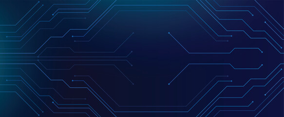 Futuristic circuit board background with blue digital technology lines