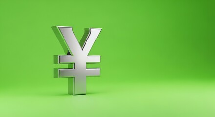Silver Yen Symbol on Green Screen for Digital Design