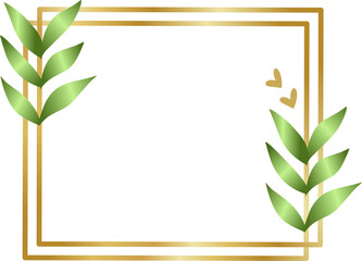 Gold Frame with Green Leaves