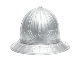 Silver helmet, ovoid shape, detailed design