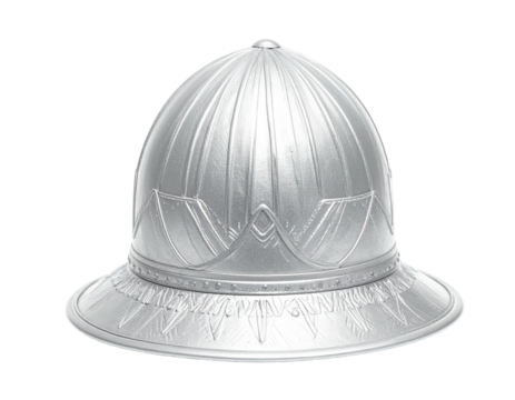 Silver helmet, ovoid shape, detailed design
