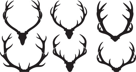 Collection of majestic stag antlers silhouettes