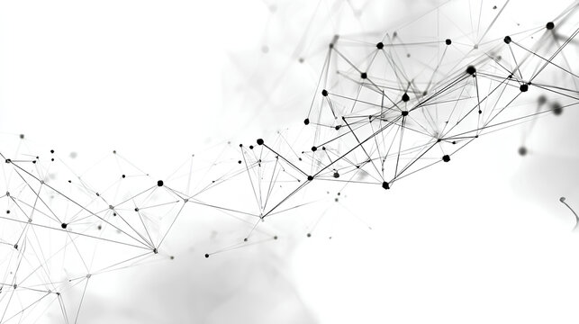 Abstract tech network connection dots. Digital technology and big data analysis background. White background with plexus lines. Geometric background with abstract mesh Stock Vector - Powered by Adobe