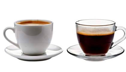  Hot Cup of Fresh Coffee Beverage Duo, isolated on transparent background