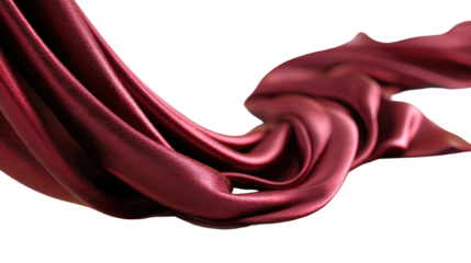 Deep burgundy silk fabric drapes elegantly