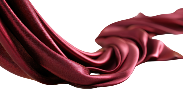 Deep burgundy silk fabric drapes elegantly
