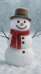 Fototapeta premium Charming snowman in winter wonderland mobile wallpaper