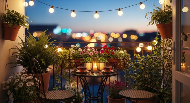 Cozy Balcony Setup for Evening Gatherings and Relaxation