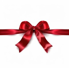 Fototapeta premium Ribbon red bow ribbon white background celebration.