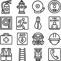 Safety Essentials — 16 Minimal Vector Icons