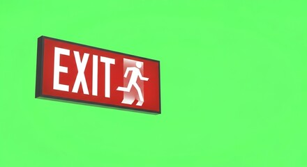 Exit Sign on Green Screen for Safety Promotions