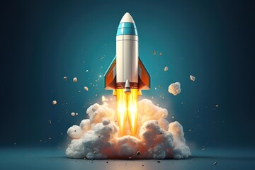 Fototapeta premium 3D rocket outdoors missile vehicle.