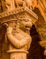 Fototapeta premium Ancient stone pillar with carved humanoid figure!!