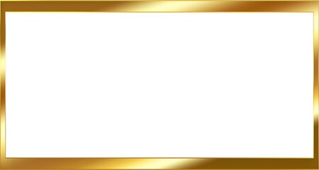 Rectangle golden frame isolated on transparent background, luxury gold border design for invitation, postcard,card,cosmetics and beauty overlay Blank golden certificate border template PNG