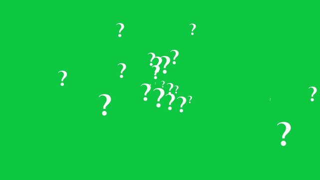 Question mark effect on green screen background motion graphic effects.