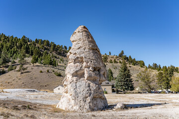 Mammoth Hot Springs, Yellowstone National Park , Wyoming. Hydrothermal System. calcium-carbonate...