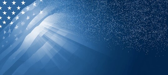 America flag with shiny underwater sea effect. Generative AI technology.	
