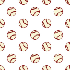 doodle pattern of baseball. It features a light cream or off-white colored ball with prominent red-brown stitching. The stitching forms the characteristic figure-eight pattern seen on a baseball