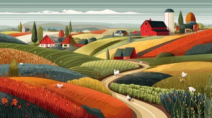 Autumnal farmland landscape