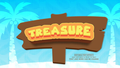 Treasure text effect with editable 3d style