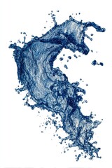 Dynamic blue water splash with textured droplets