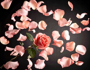 Rose and petals scatter
