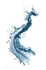 Water gracefully arches, splashes on white