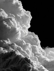 Towering, billowing clouds contrast stark black