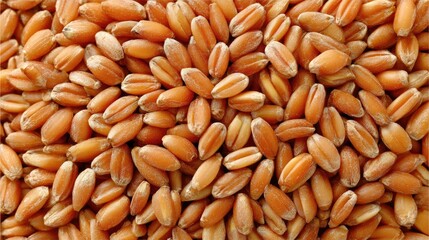 Heap of golden, oblong wheat grains