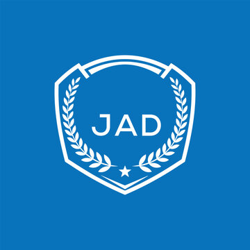 JAD Shield Logo Design JAD Minimal Laurel Wreath and Star Emblem for Sports Corporate JAD Club and Brand Ident.
