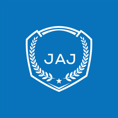 JAJ Shield Logo Design JAJ Minimal Laurel Wreath and Star Emblem for Sports Corporate JAJ Club and Brand Ident.
