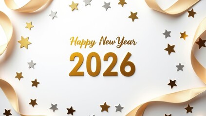 Minimal Elegant Happy New Year 2026 Flat Lay