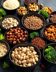 Assorted food in bowls