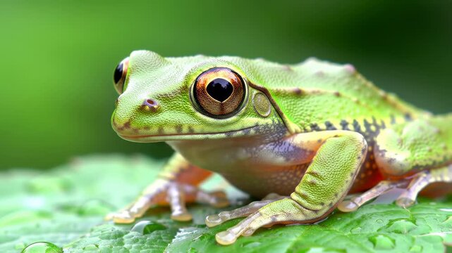 Green Tree Frog Close-Up Nature's Beauty, Vibrant Colors