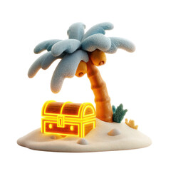 Treasure Island Cartoon palm tree with chest.