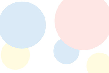 Horizontal background with various circles in pastel blue, pink, yellow.