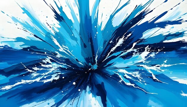 Dry Brush Painting Ocean Motion: A Textured in Blue and Green